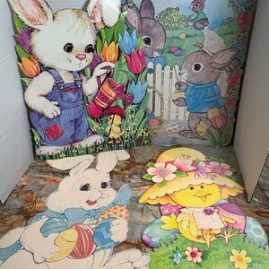 Vintage  4 PC St. Easter Decoration Die Cut Paper